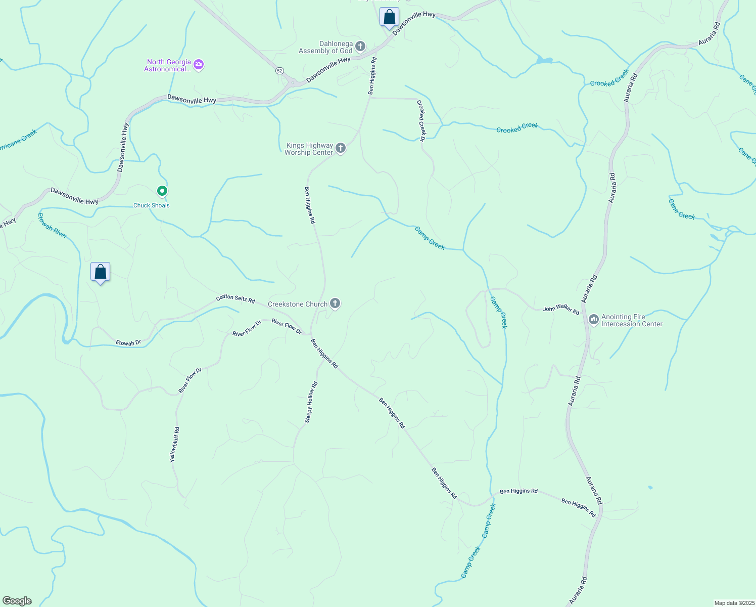 map of restaurants, bars, coffee shops, grocery stores, and more near 0 White Tail Court in Dahlonega