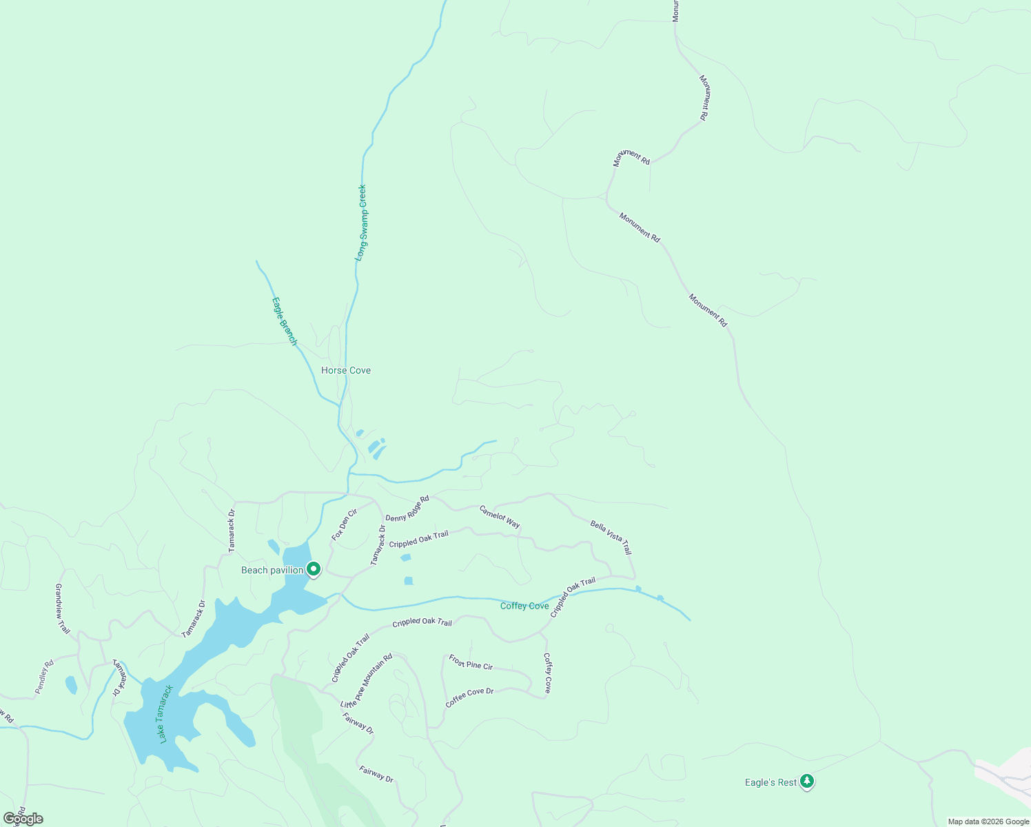 map of restaurants, bars, coffee shops, grocery stores, and more near 360 Bee Tree Ridge Drive in Jasper