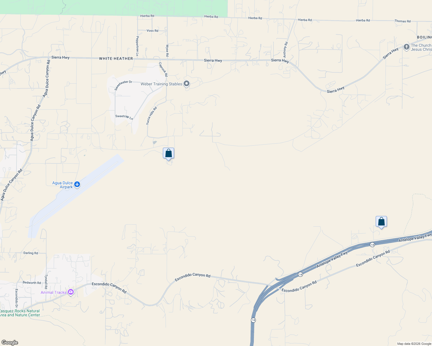 map of restaurants, bars, coffee shops, grocery stores, and more near Gas Line Road in Santa Clarita