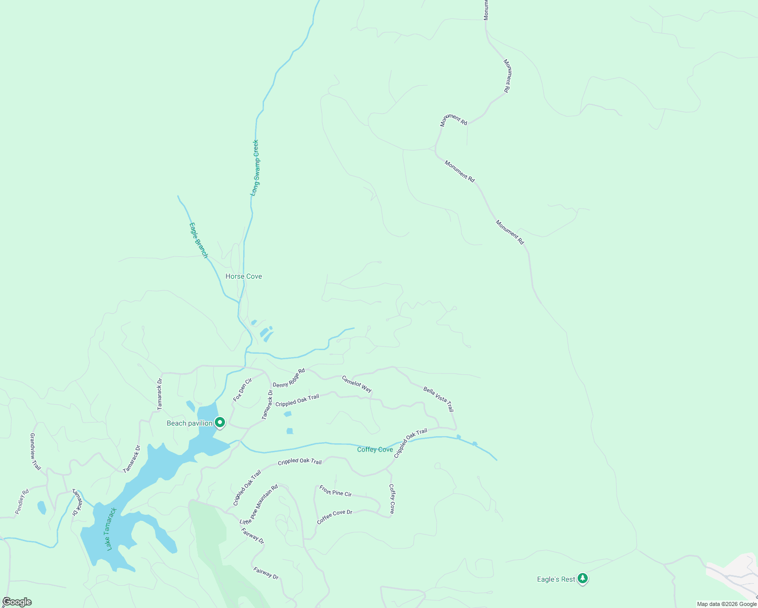 map of restaurants, bars, coffee shops, grocery stores, and more near 360 Bee Tree Ridge Drive in Jasper