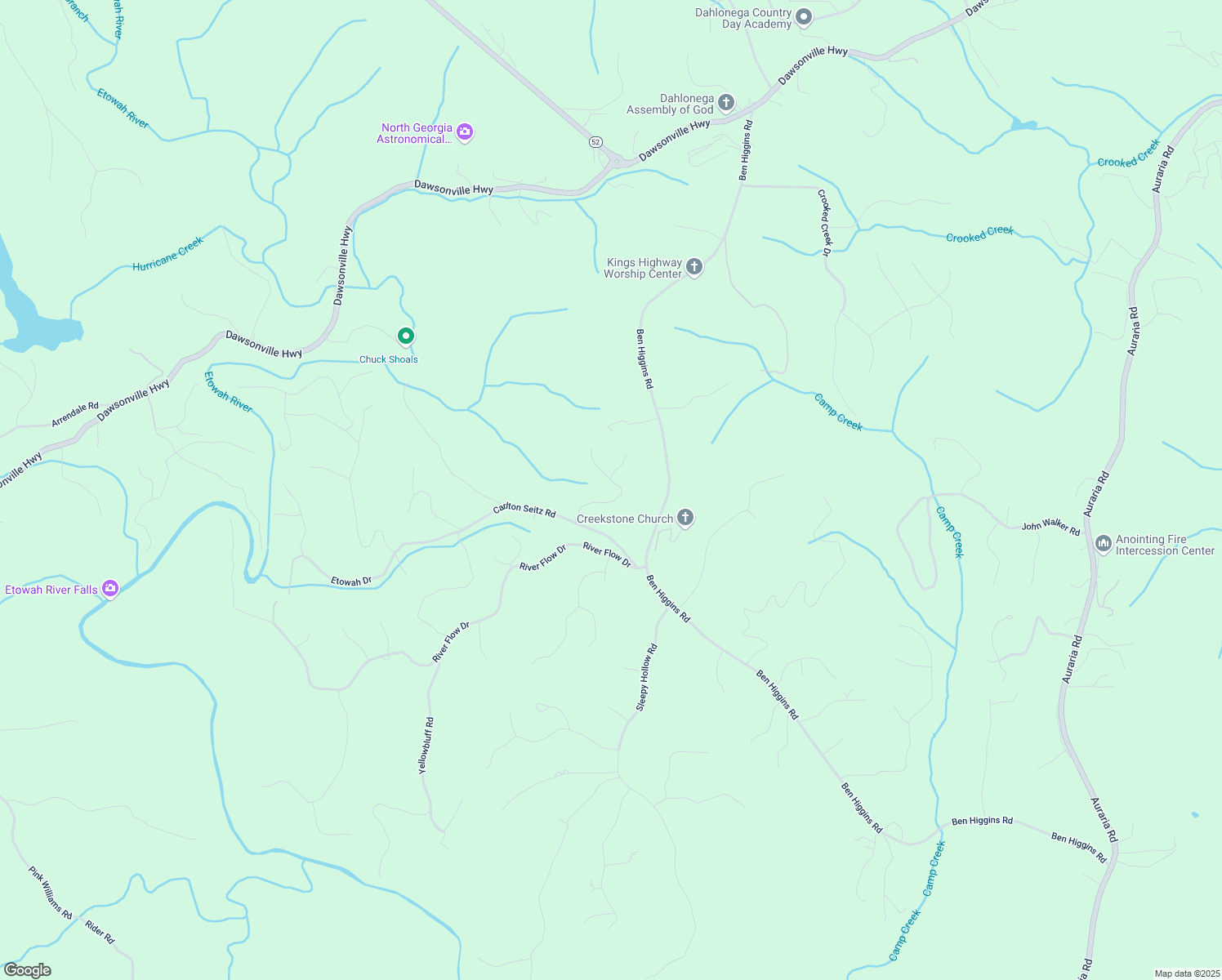 map of restaurants, bars, coffee shops, grocery stores, and more near 245 Royal Oaks Lane in Dahlonega