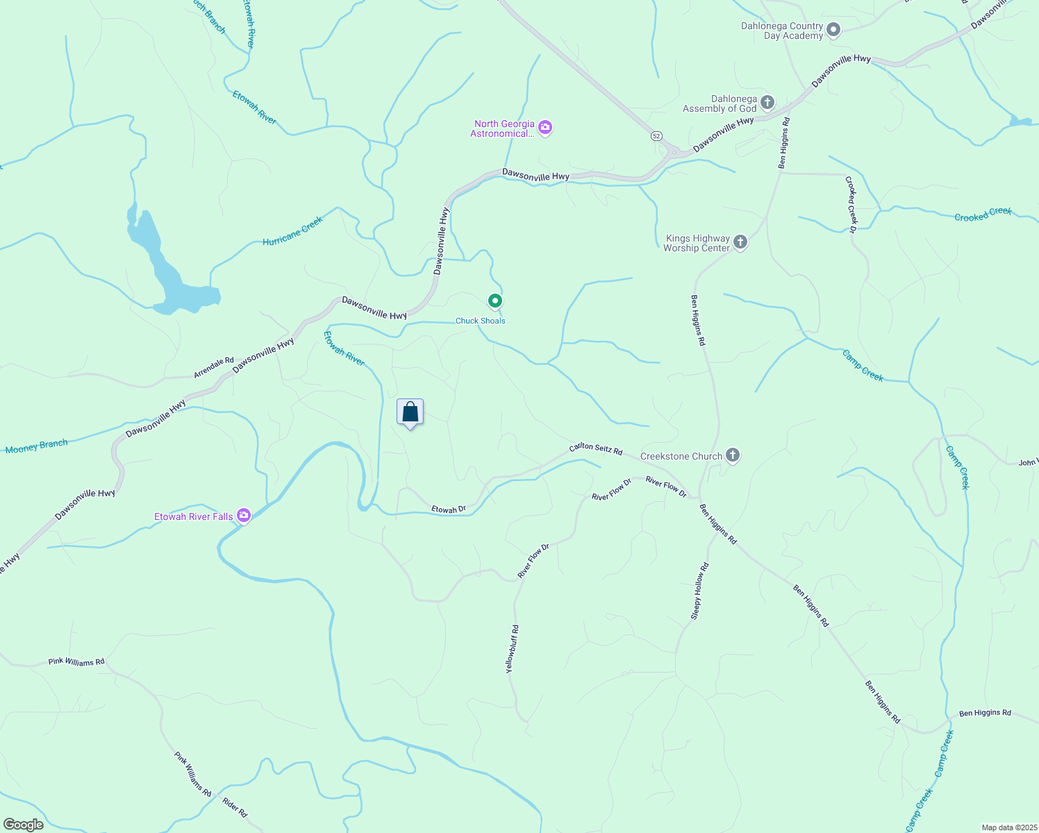 map of restaurants, bars, coffee shops, grocery stores, and more near 141 Etowah Cove Road in Dahlonega