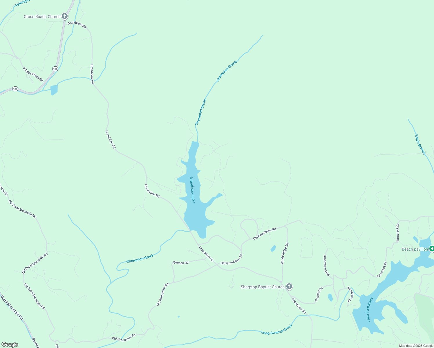 map of restaurants, bars, coffee shops, grocery stores, and more near 65 Lakeview Road in Jasper