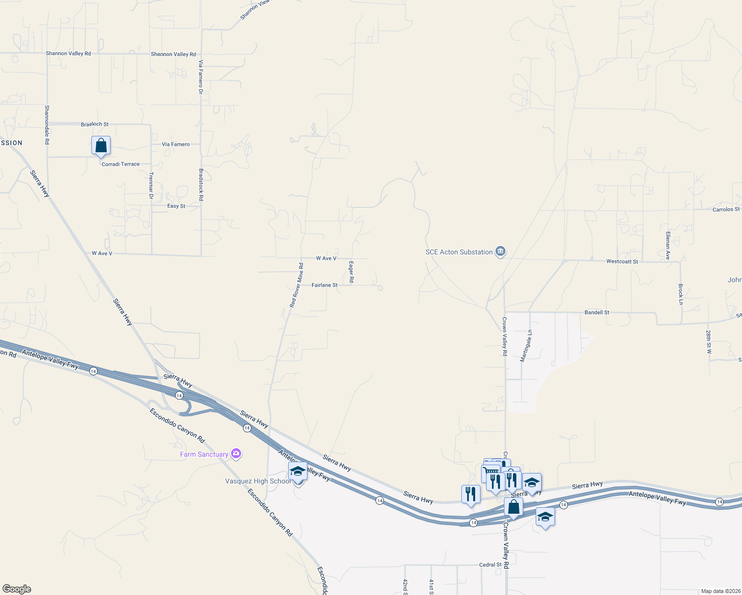 map of restaurants, bars, coffee shops, grocery stores, and more near 4500-4560 Fairlane Road in Acton