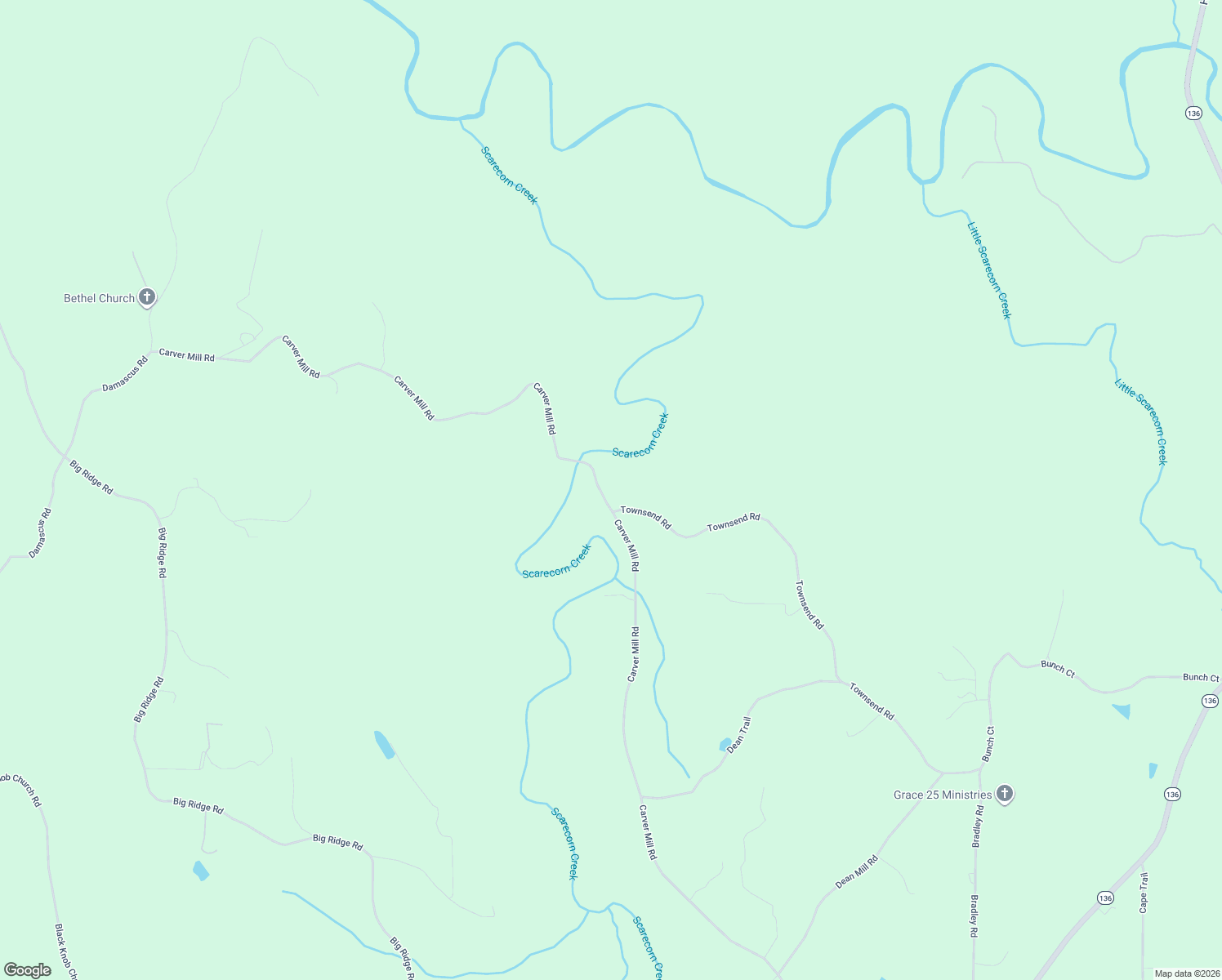 map of restaurants, bars, coffee shops, grocery stores, and more near 2306 Carver Mill Road in Talking Rock