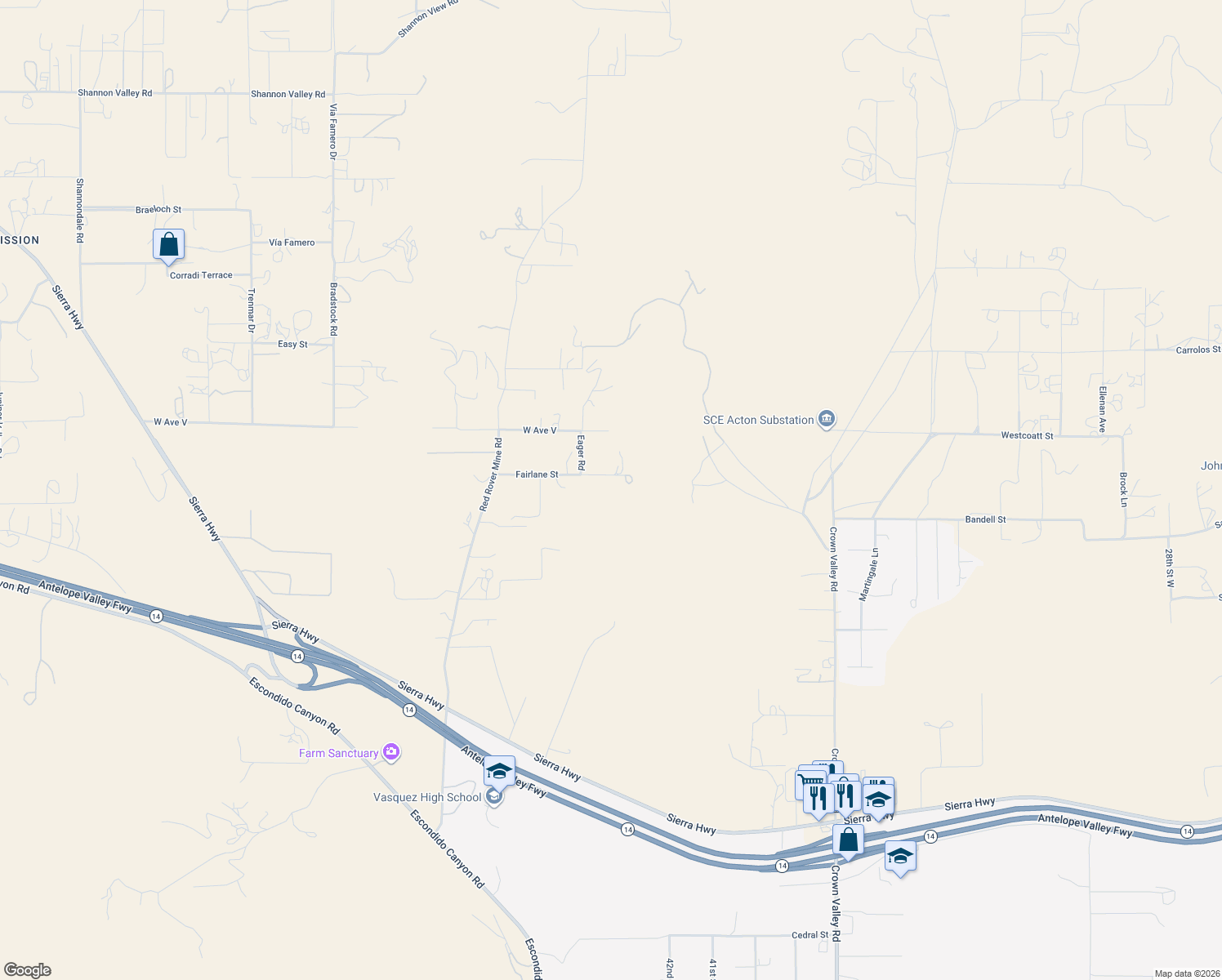 map of restaurants, bars, coffee shops, grocery stores, and more near 4500-4560 Fairlane Road in Acton