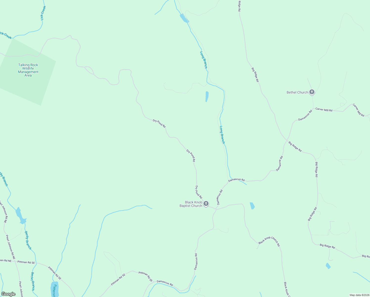 map of restaurants, bars, coffee shops, grocery stores, and more near Dry Pond Road in Ranger