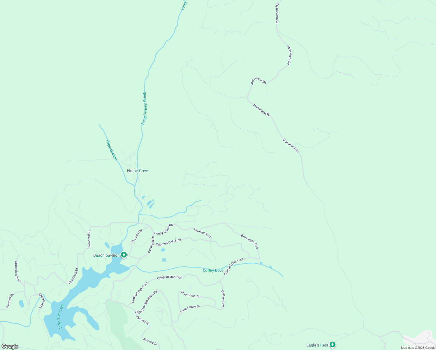 map of restaurants, bars, coffee shops, grocery stores, and more near 3530 Denny Ridge Road in Jasper