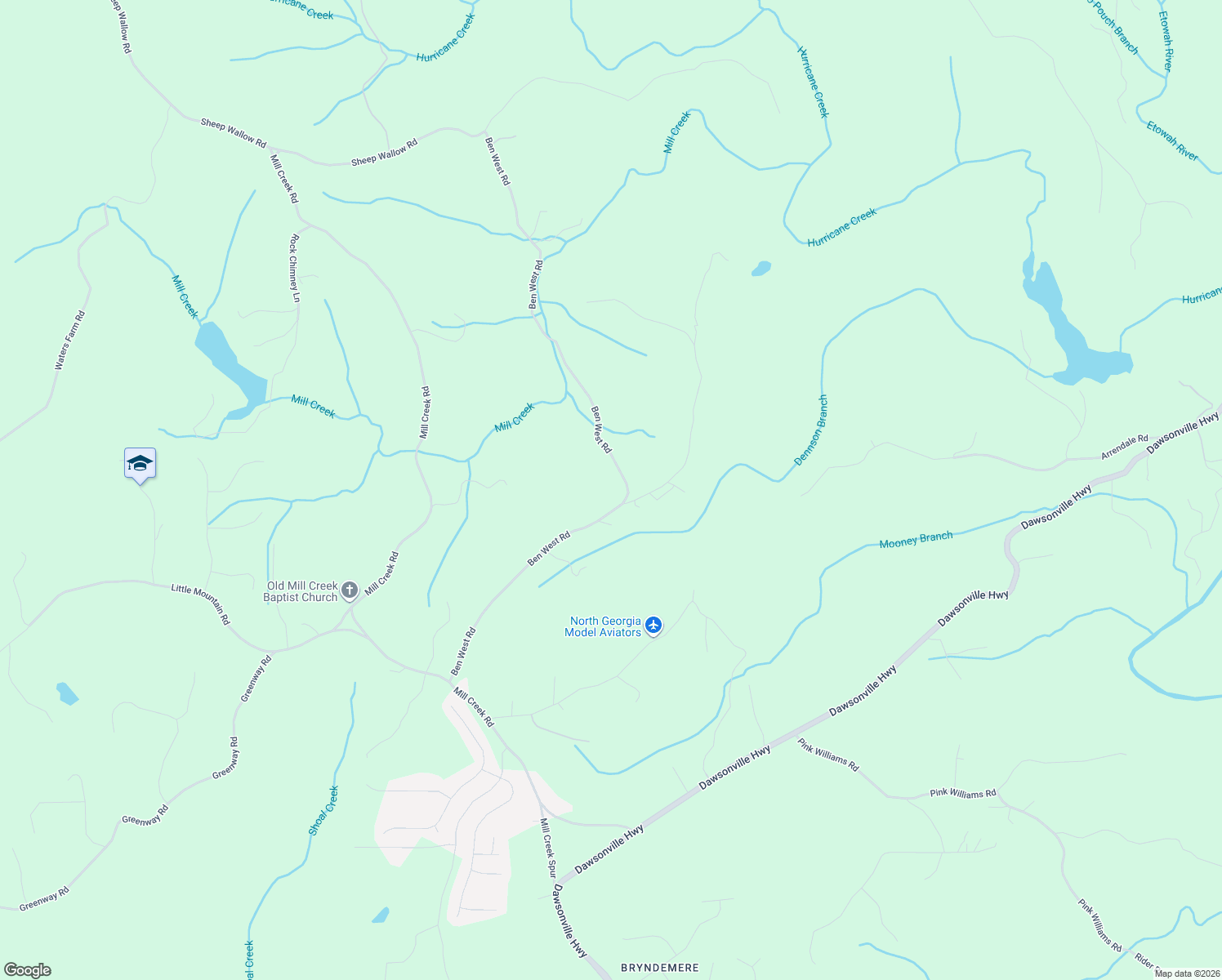 map of restaurants, bars, coffee shops, grocery stores, and more near 819 Ben West Road in Dahlonega