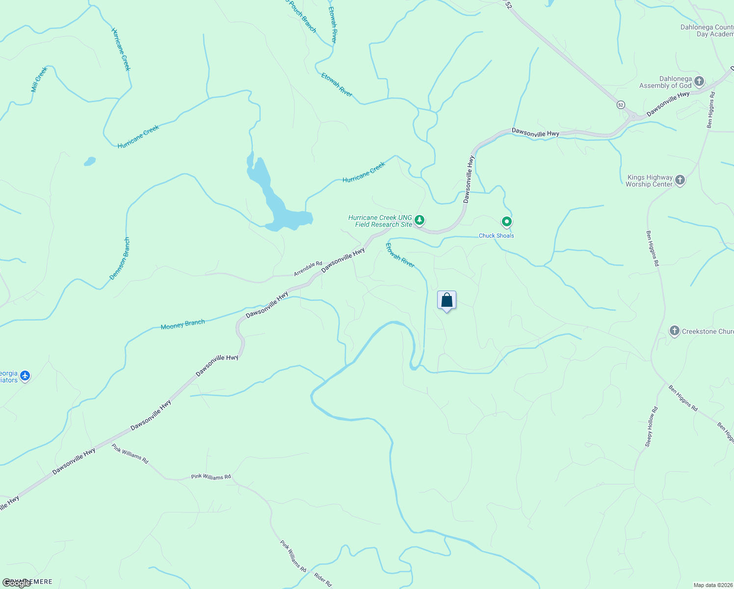 map of restaurants, bars, coffee shops, grocery stores, and more near 5 Buck Run West in Dahlonega