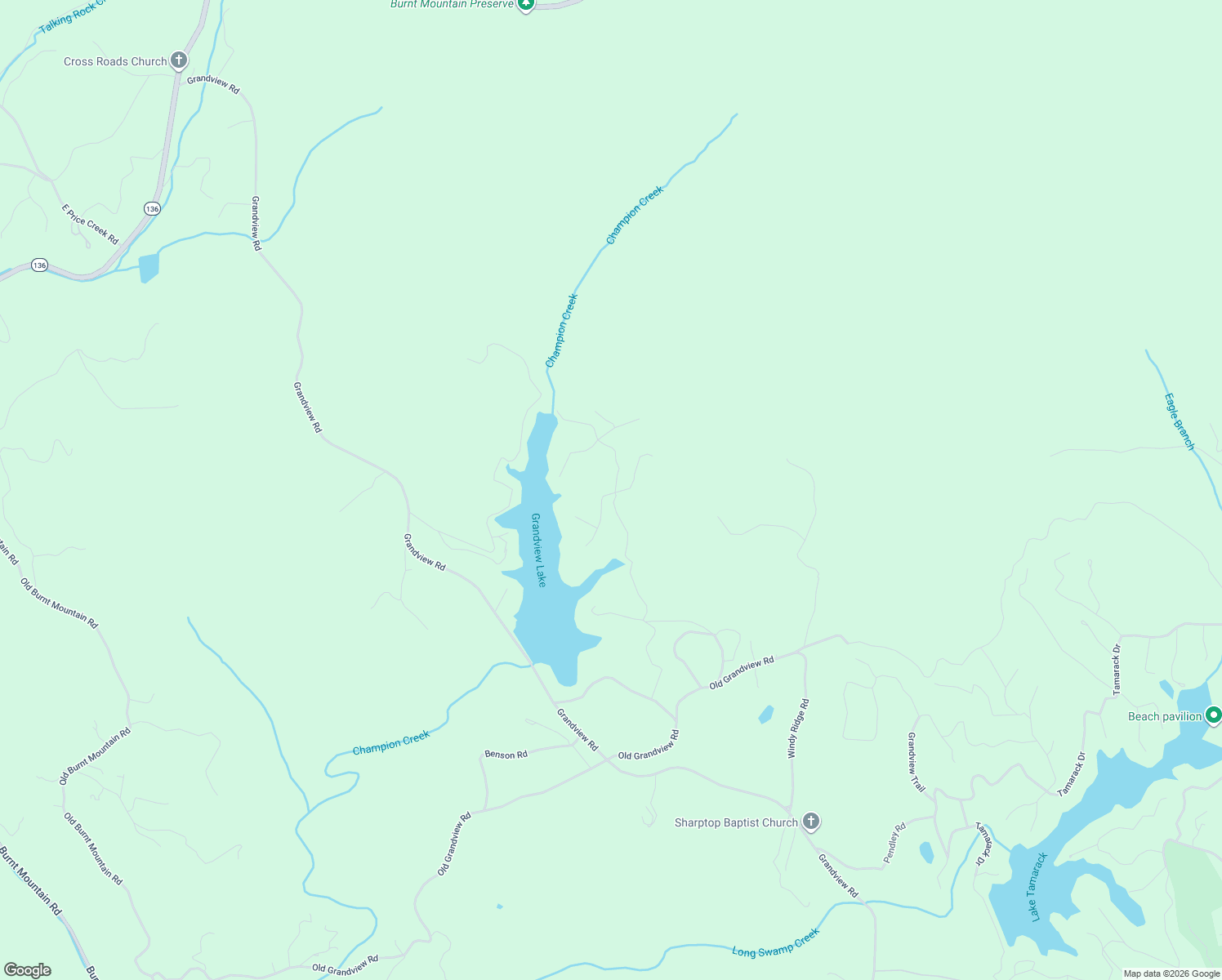map of restaurants, bars, coffee shops, grocery stores, and more near 65 Lakeview Road in Jasper
