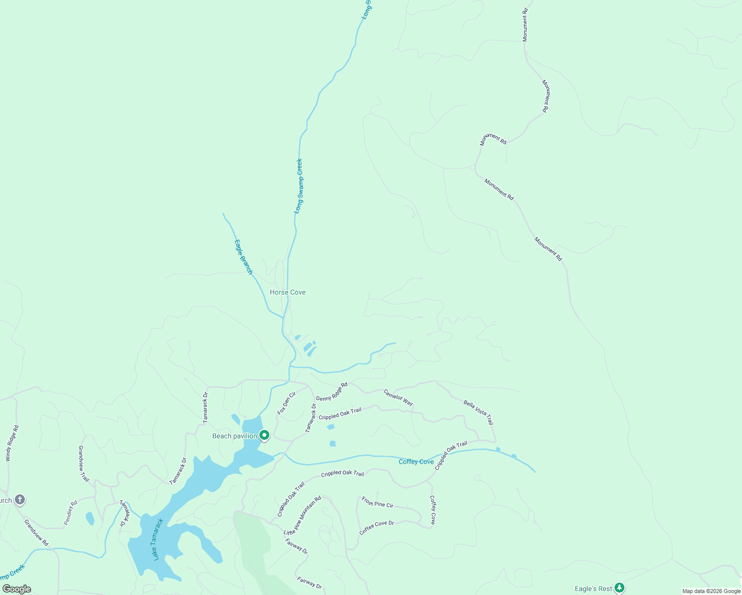 map of restaurants, bars, coffee shops, grocery stores, and more near 3530 Denny Ridge Road in Jasper