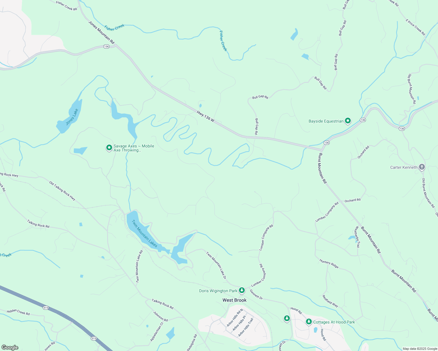 map of restaurants, bars, coffee shops, grocery stores, and more near 934 Greystone Road in Talking Rock