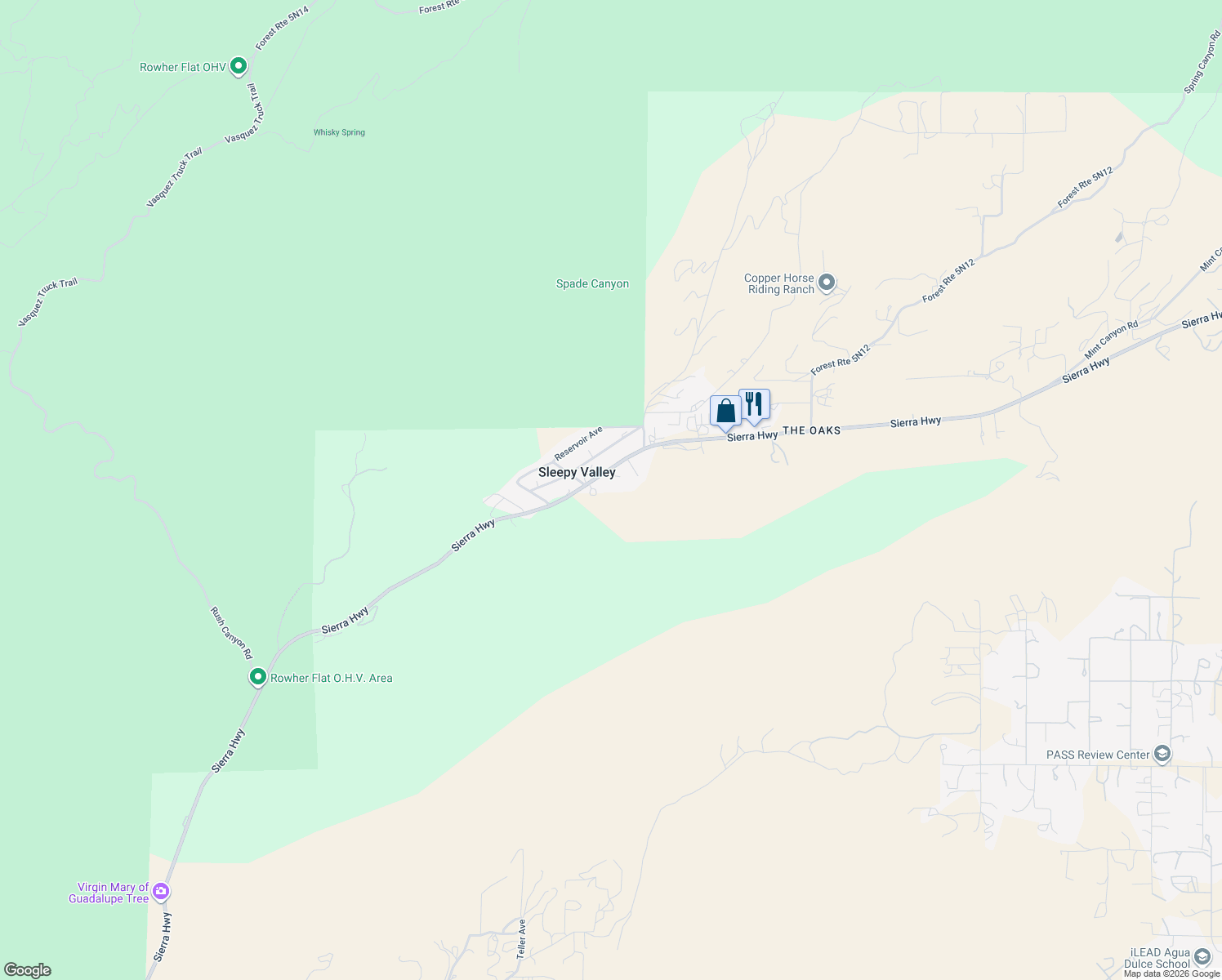 map of restaurants, bars, coffee shops, grocery stores, and more near in Santa Clarita