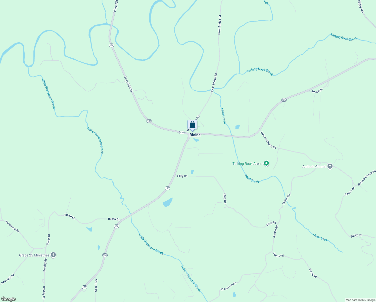 map of restaurants, bars, coffee shops, grocery stores, and more near 12 Jacobs Bend in Talking Rock