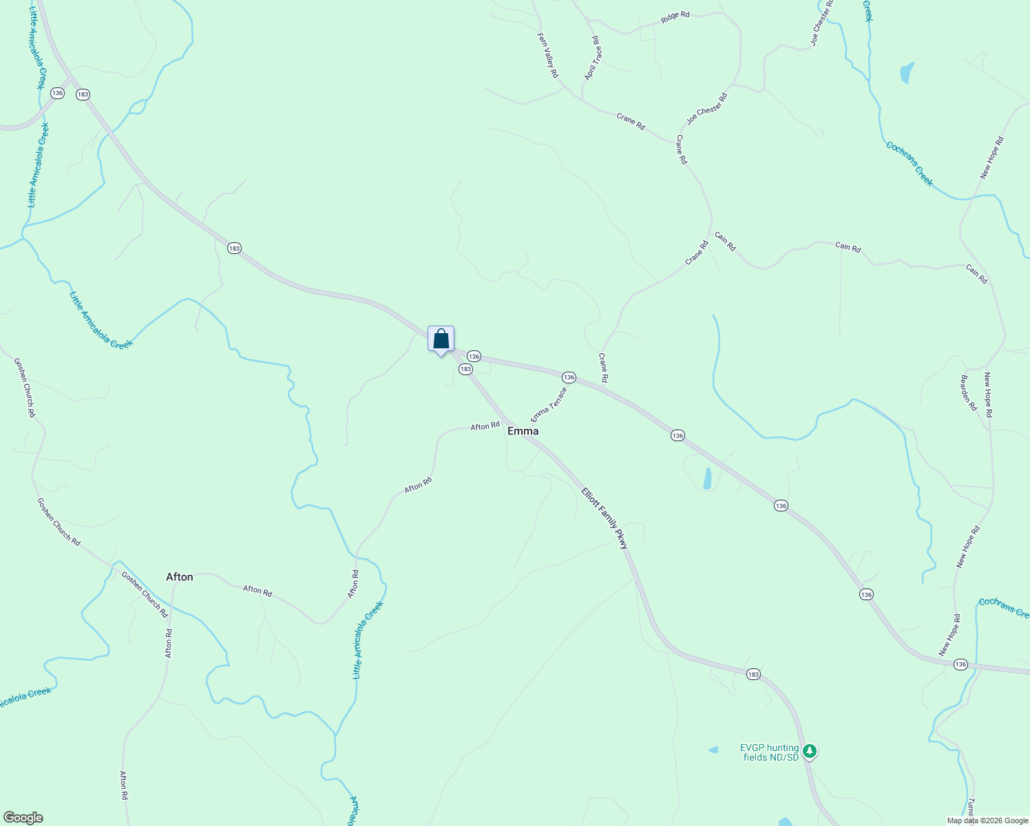map of restaurants, bars, coffee shops, grocery stores, and more near 7096 Elliott Family Parkway in Dawsonville