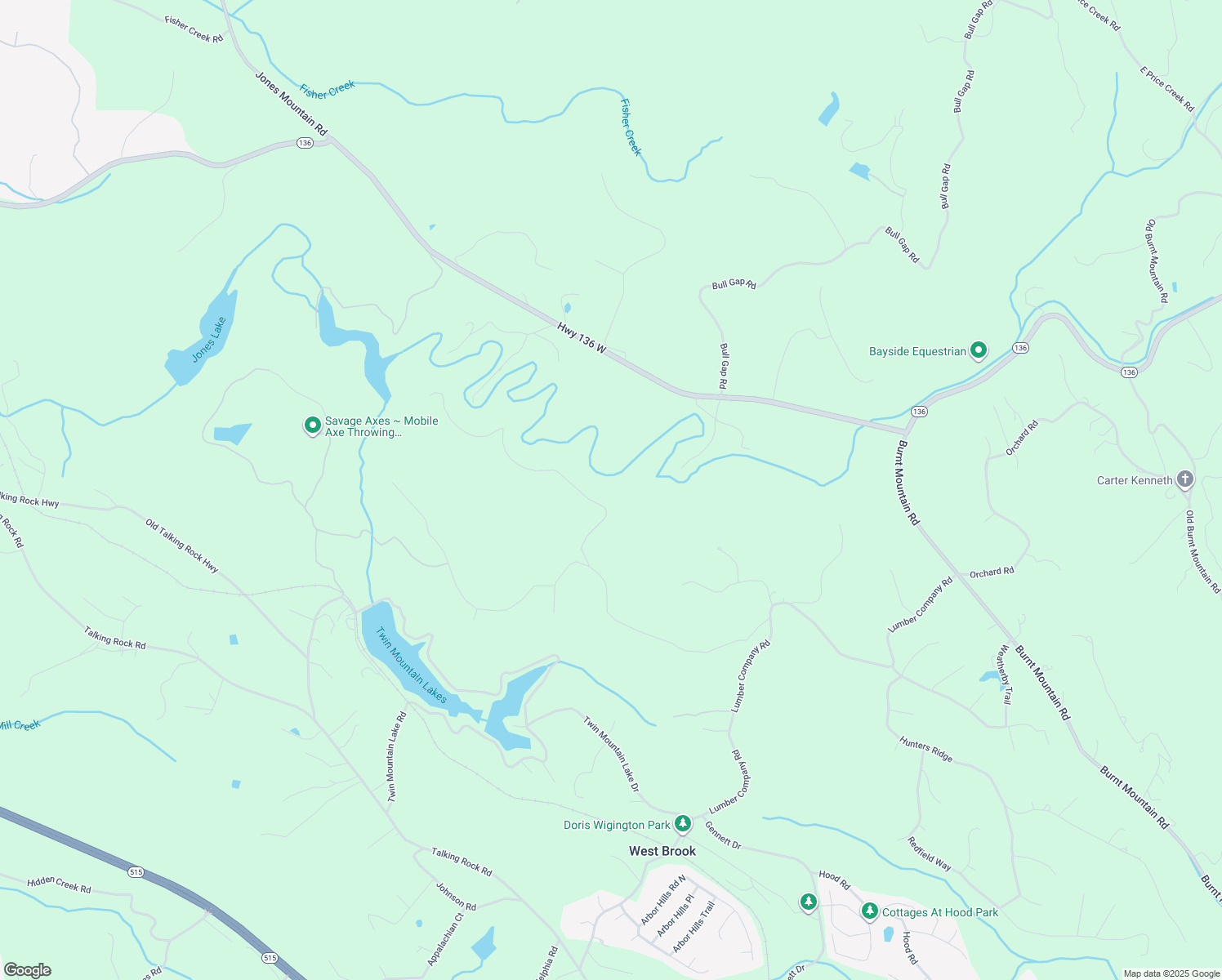 map of restaurants, bars, coffee shops, grocery stores, and more near 934 Greystone Road in Talking Rock