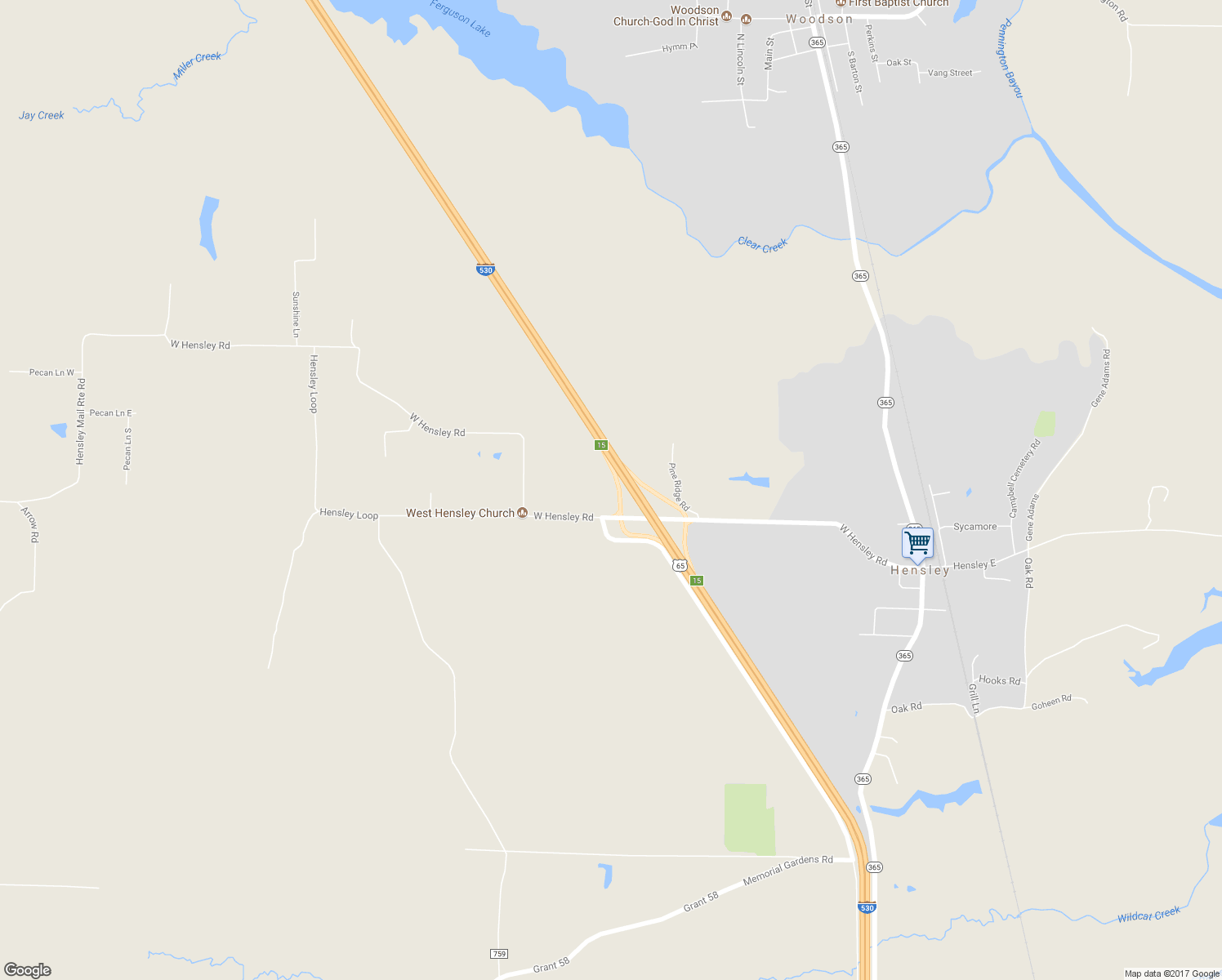 map of restaurants, bars, coffee shops, grocery stores, and more near 5524 West Hensley Road in Hensley