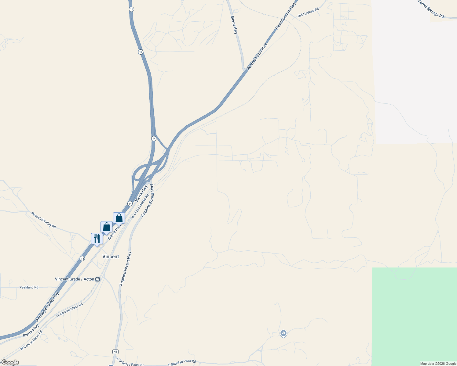 map of restaurants, bars, coffee shops, grocery stores, and more near in Palmdale