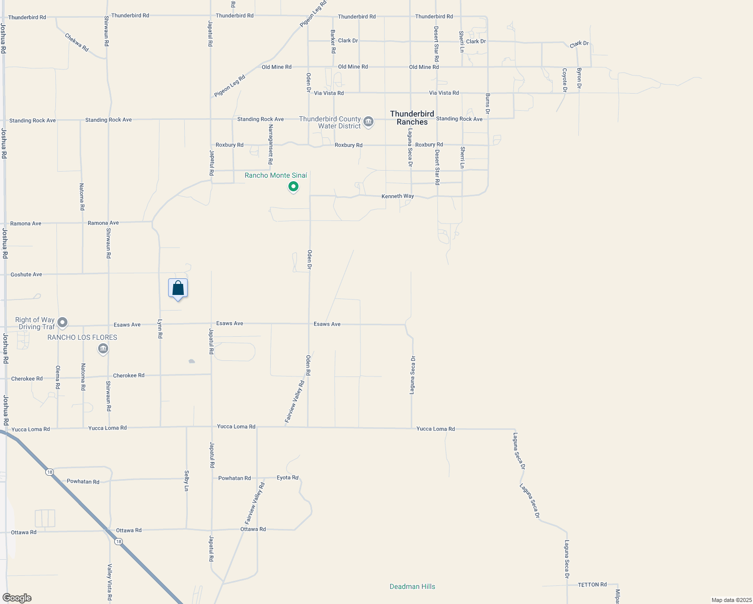 map of restaurants, bars, coffee shops, grocery stores, and more near Nightshade Road in San Bernardino County