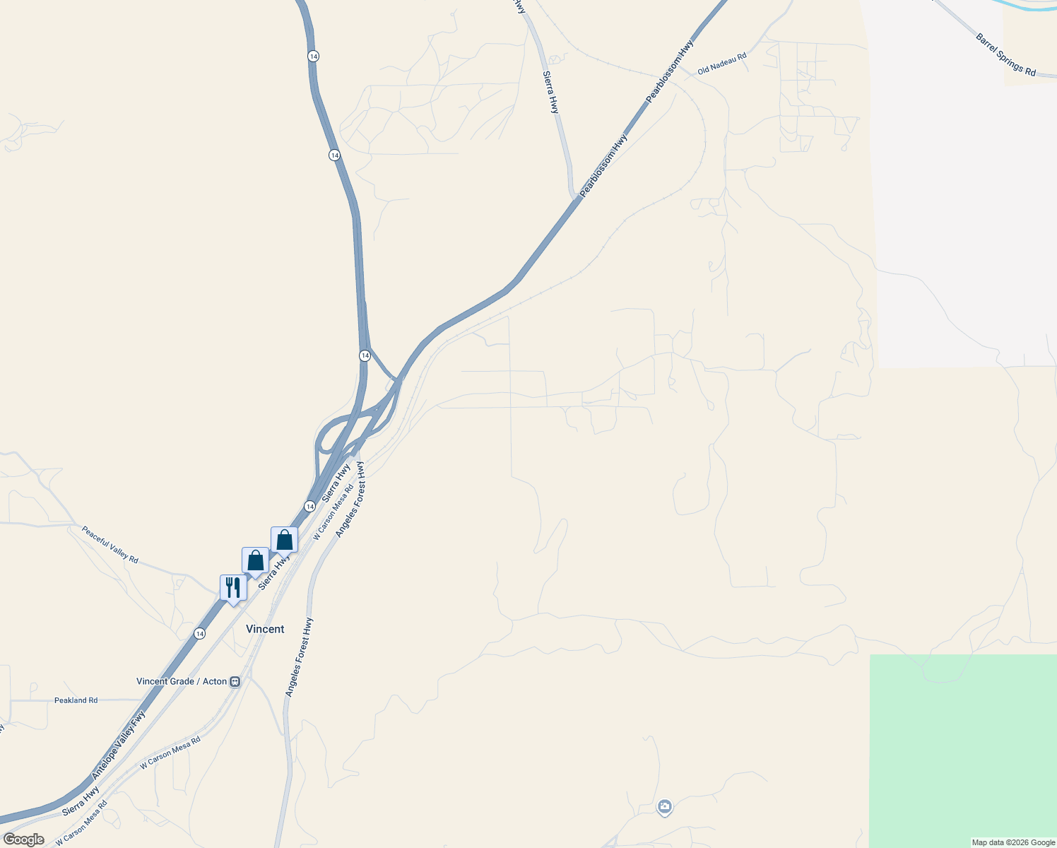 map of restaurants, bars, coffee shops, grocery stores, and more near Katee Lane in Palmdale