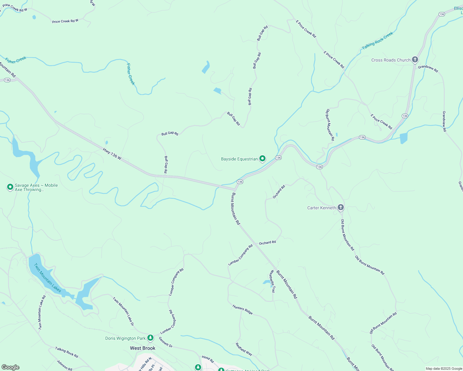 map of restaurants, bars, coffee shops, grocery stores, and more near 400 Georgia 136 in Talking Rock