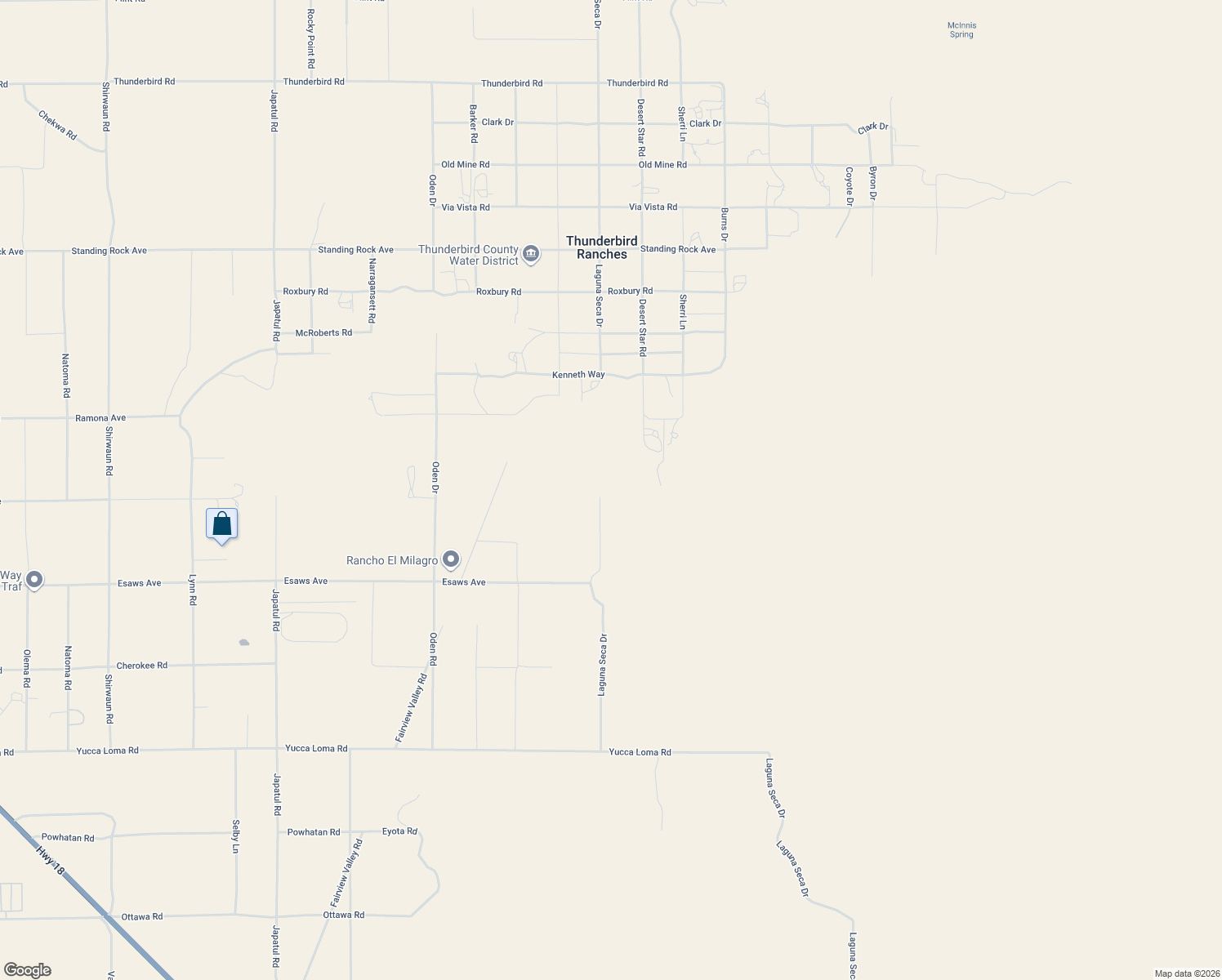 map of restaurants, bars, coffee shops, grocery stores, and more near 14310 Laguna Seca Drive in Apple Valley