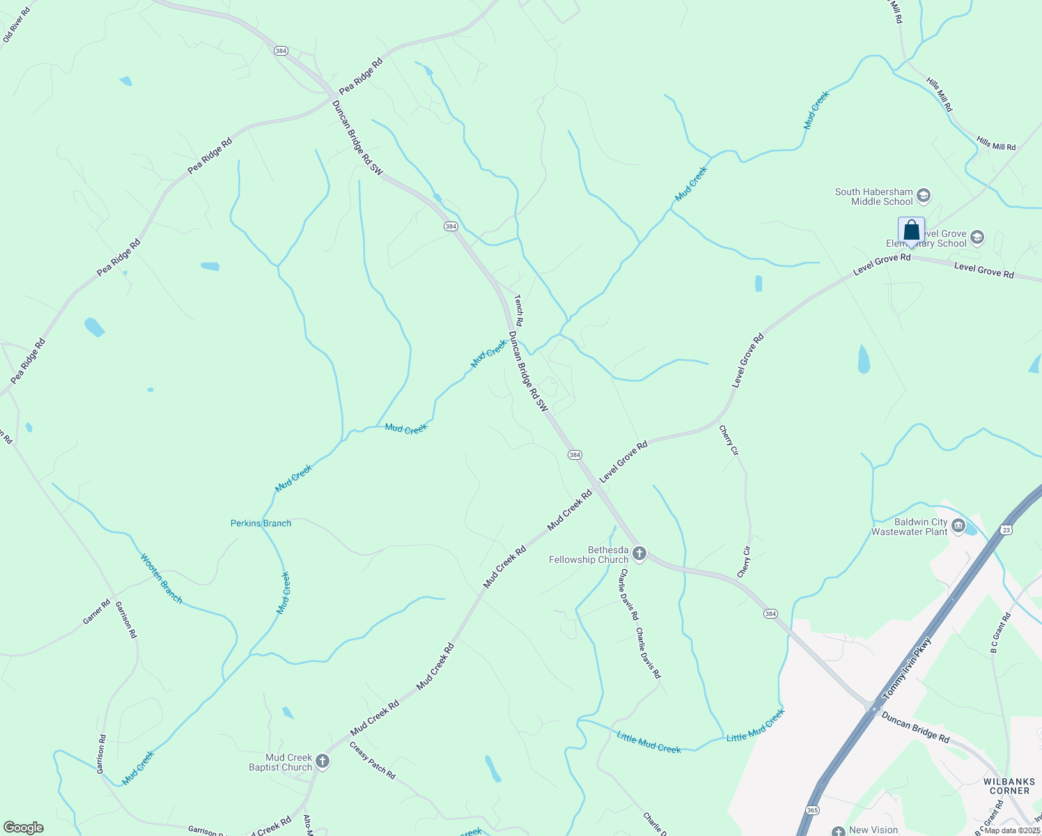 map of restaurants, bars, coffee shops, grocery stores, and more near 450 Beachwood Drive in Cornelia
