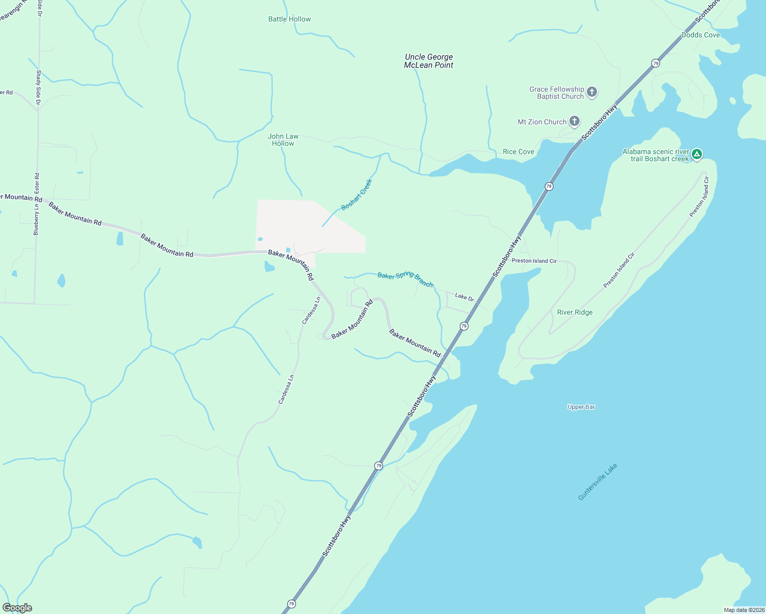 map of restaurants, bars, coffee shops, grocery stores, and more near 2219 Baker Mountain Road in Grant