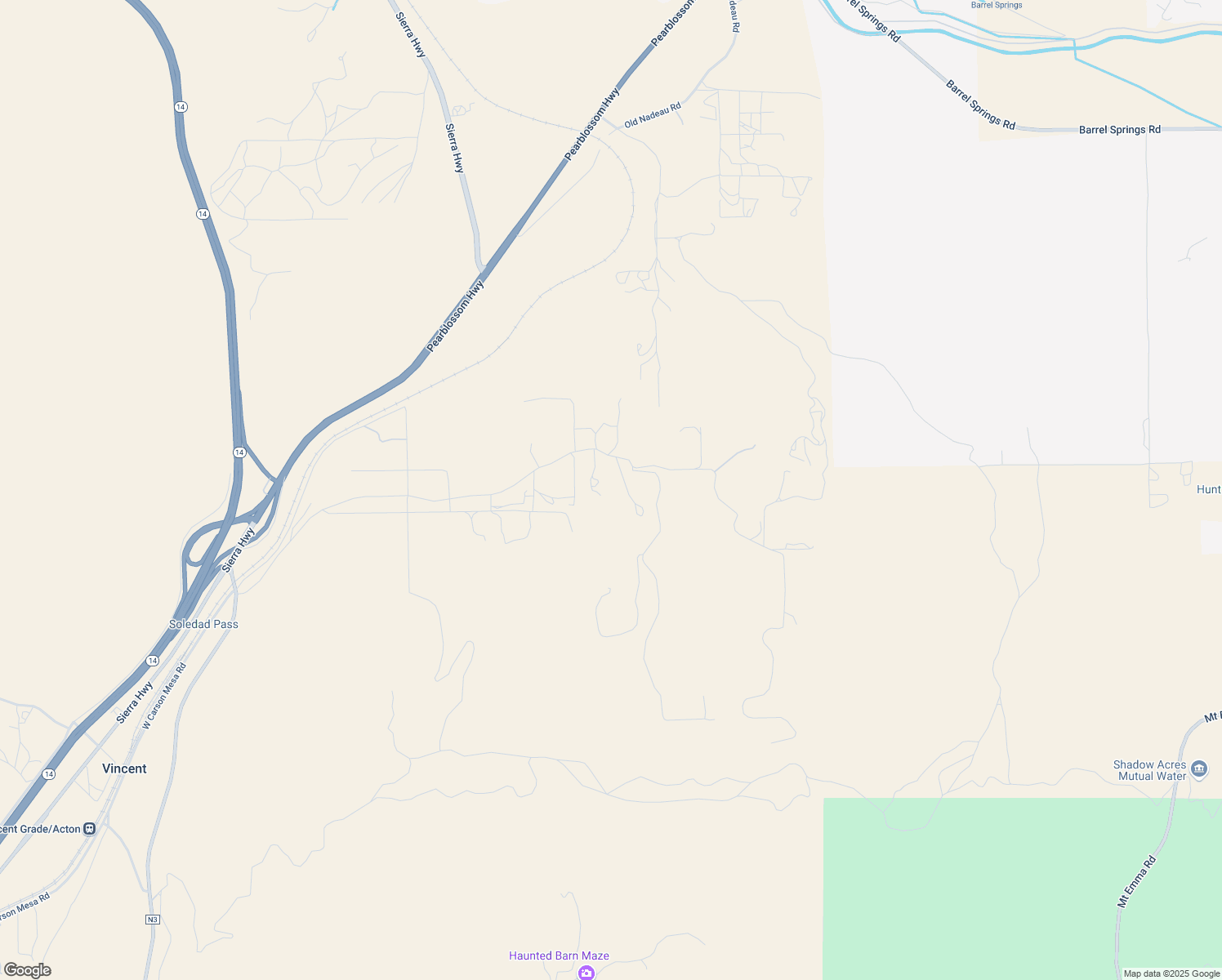 map of restaurants, bars, coffee shops, grocery stores, and more near 1938 East Carson Mesa Road in Palmdale