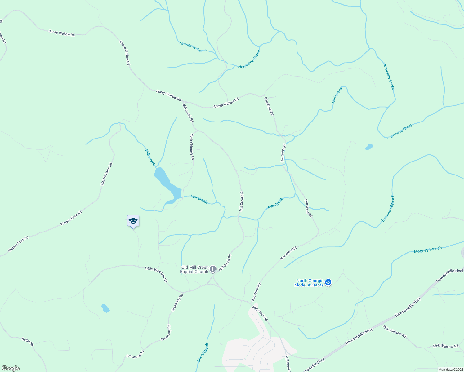 map of restaurants, bars, coffee shops, grocery stores, and more near 517 Rock Chimney Lane in Dahlonega