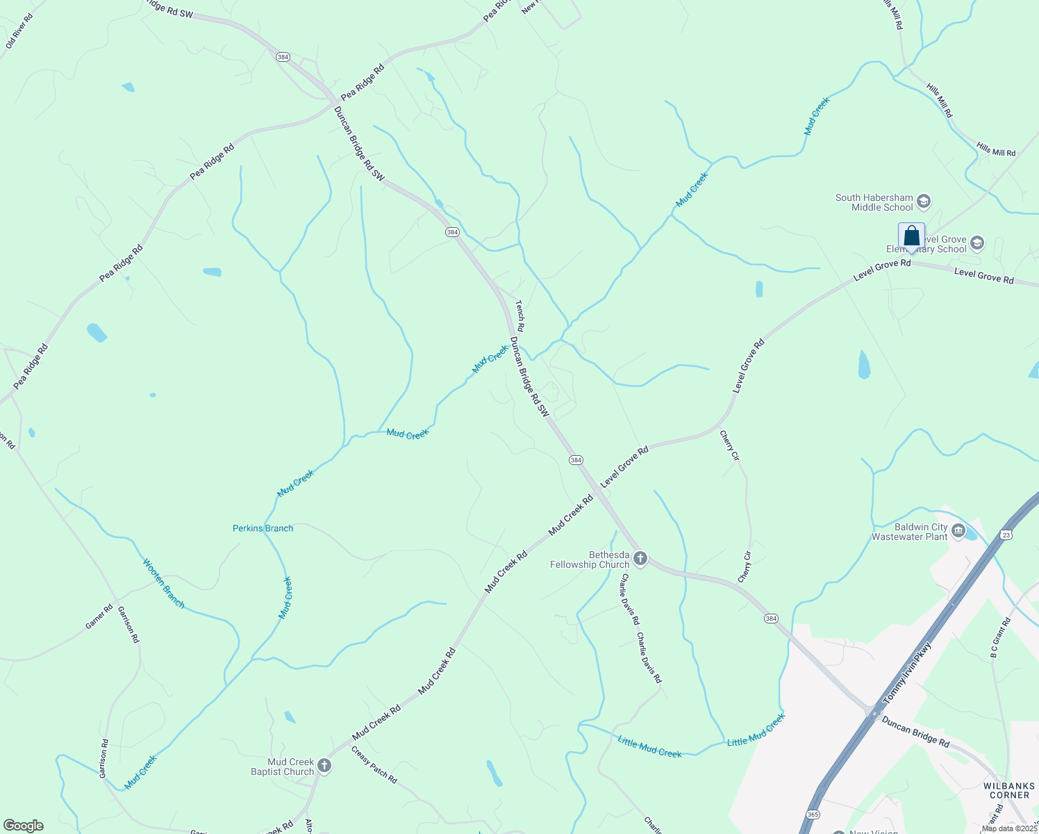 map of restaurants, bars, coffee shops, grocery stores, and more near 434 Beachwood Drive in Cornelia