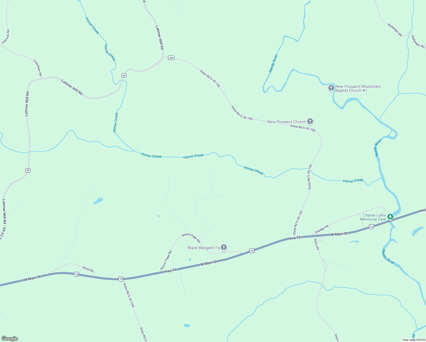 map of restaurants, bars, coffee shops, grocery stores, and more near 309 Stallion Drive in Honea Path