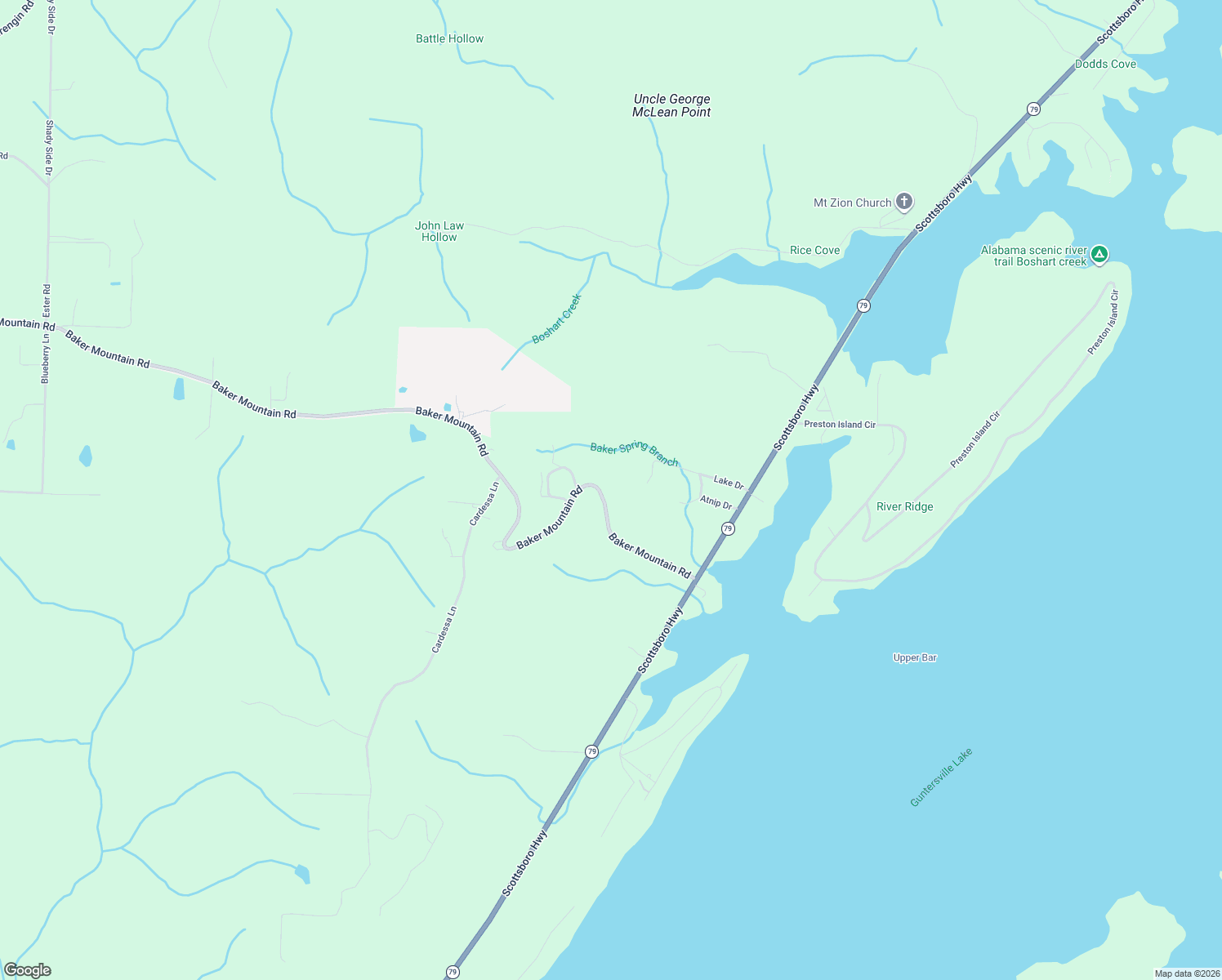map of restaurants, bars, coffee shops, grocery stores, and more near 2219 Baker Mountain Road in Grant