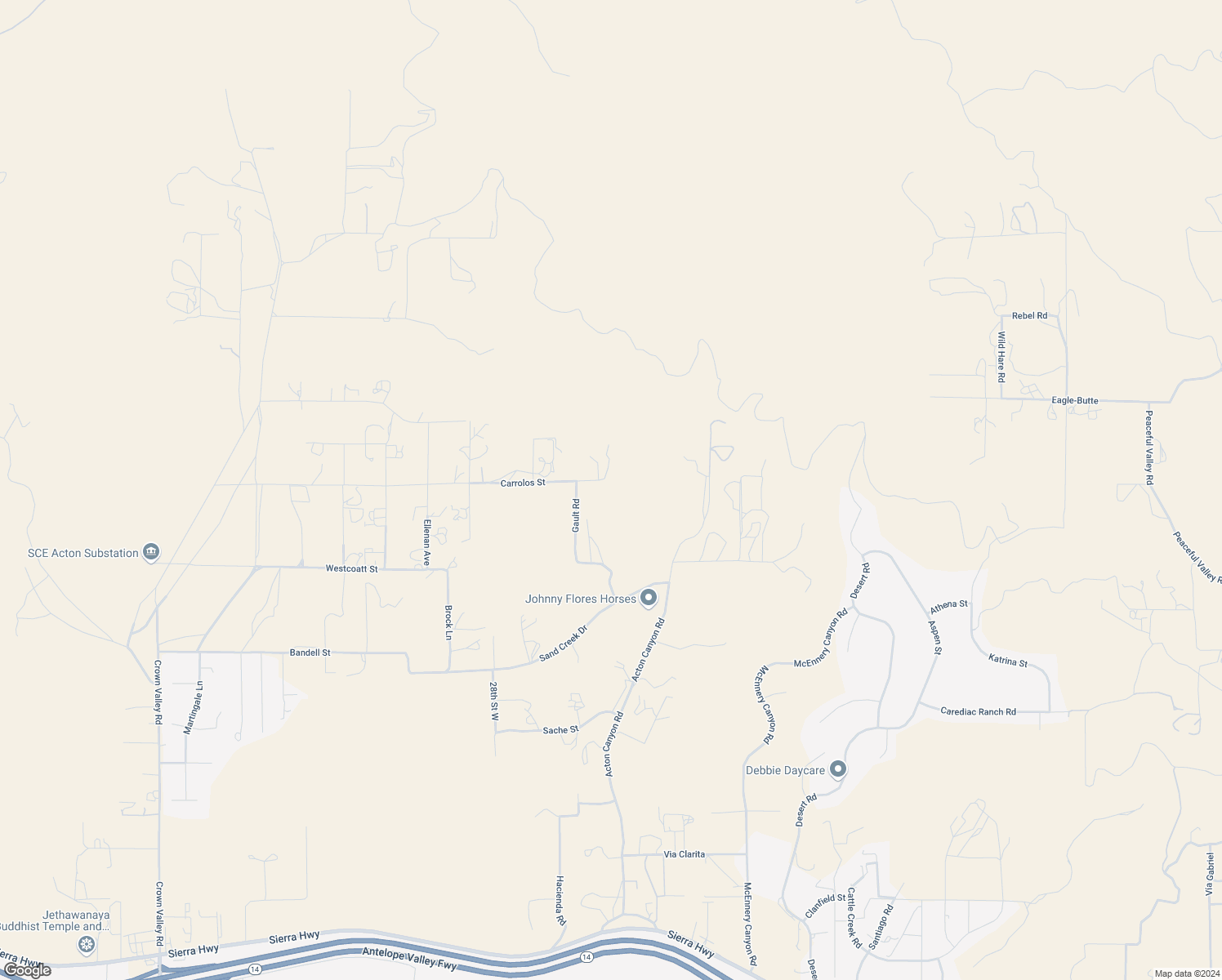 map of restaurants, bars, coffee shops, grocery stores, and more near Mountain Springs Road in Los Angeles County