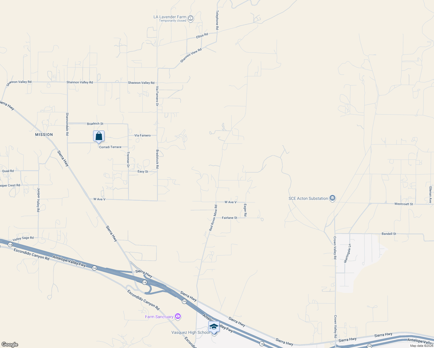 map of restaurants, bars, coffee shops, grocery stores, and more near 34914 Red Rover Mine Road in Acton