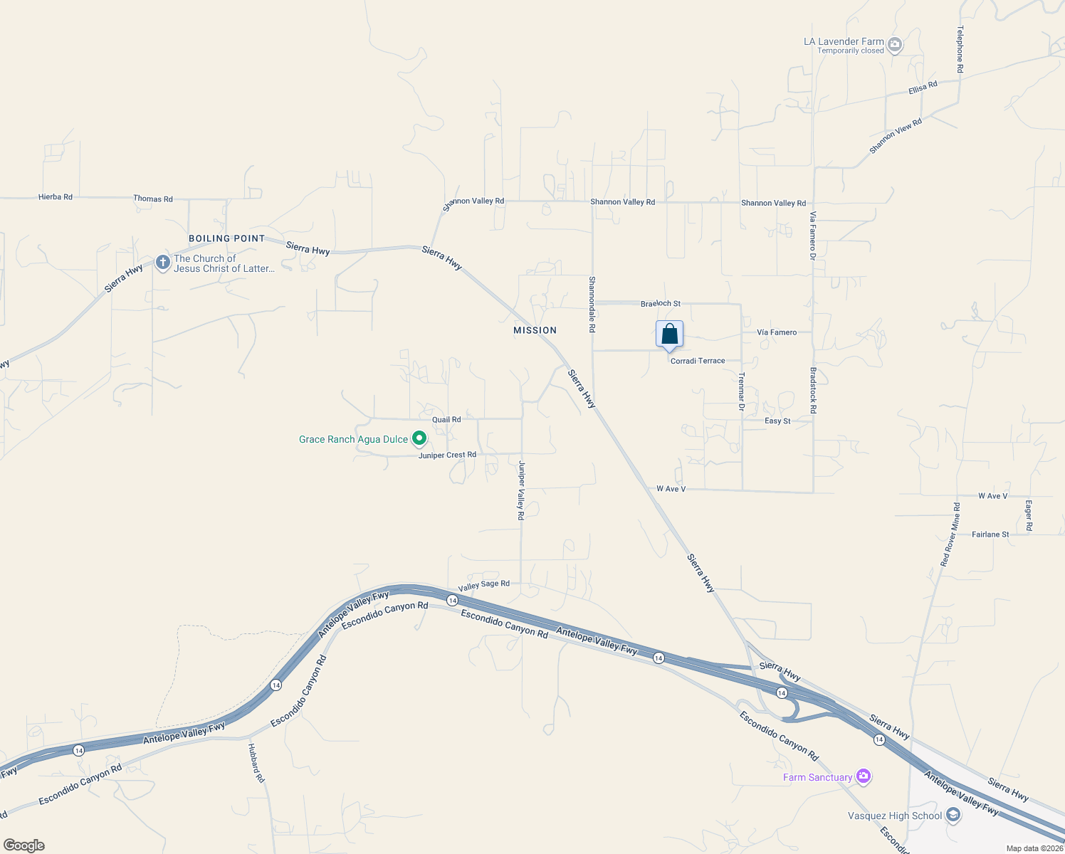 map of restaurants, bars, coffee shops, grocery stores, and more near 34954 Juniper Valley Road in Santa Clarita