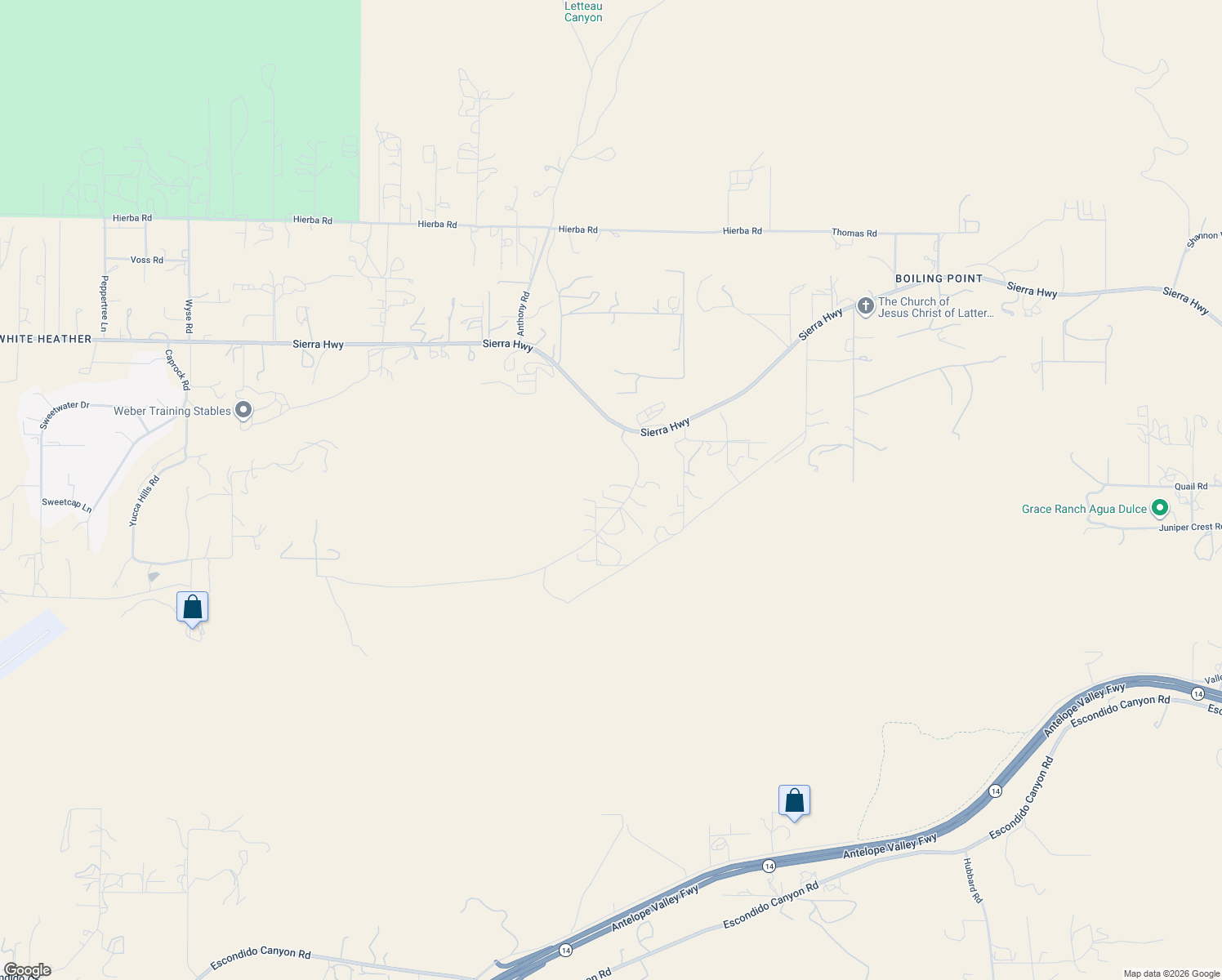 map of restaurants, bars, coffee shops, grocery stores, and more near 34773 Shady Lane Road in Agua Dulce