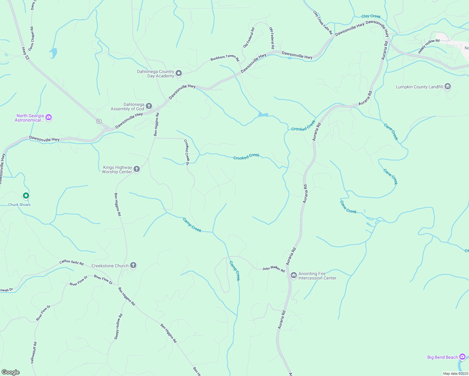 map of restaurants, bars, coffee shops, grocery stores, and more near 165-299 High Creek Drive in Dahlonega