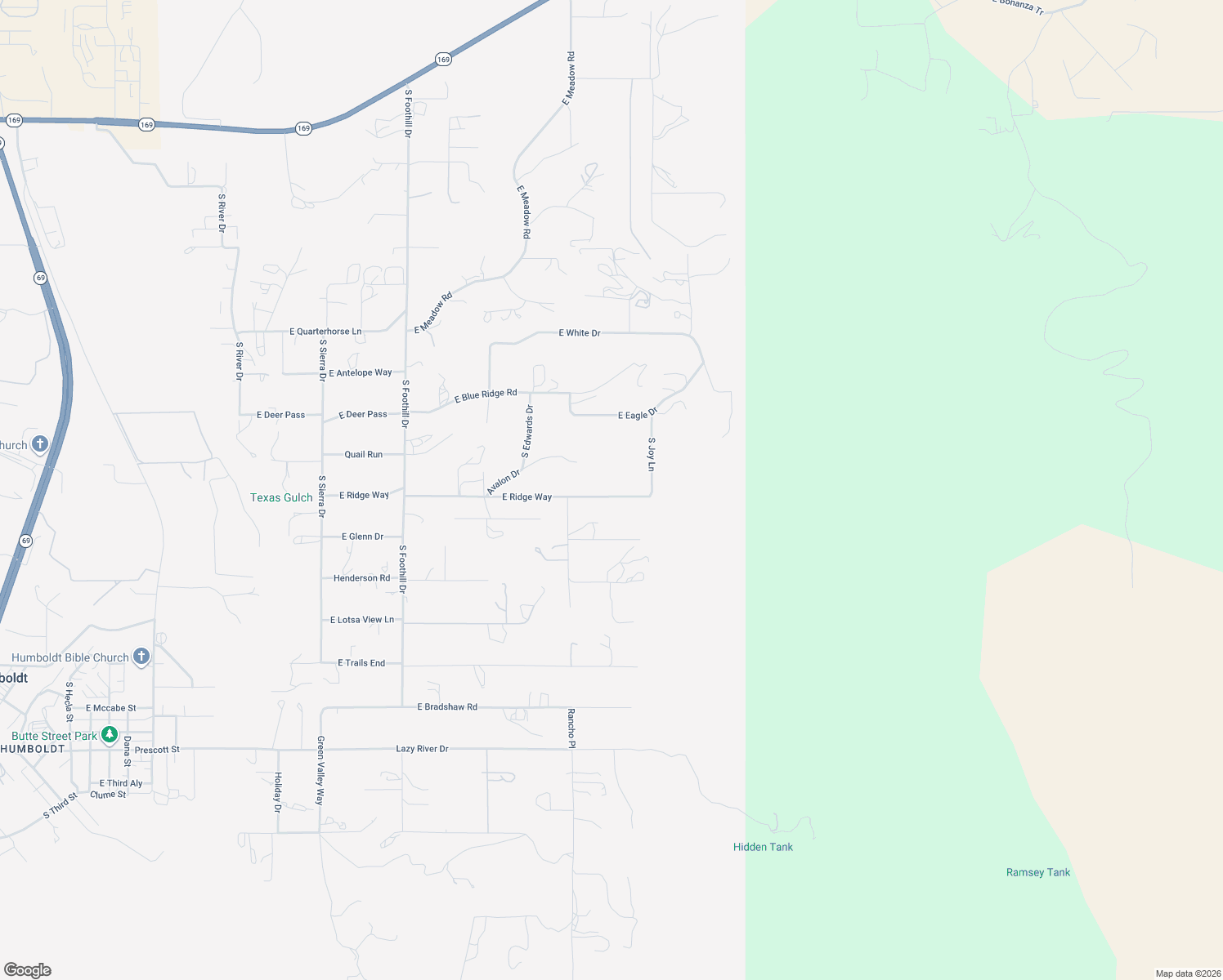 map of restaurants, bars, coffee shops, grocery stores, and more near 14638 East Ridge Way in Dewey-Humboldt
