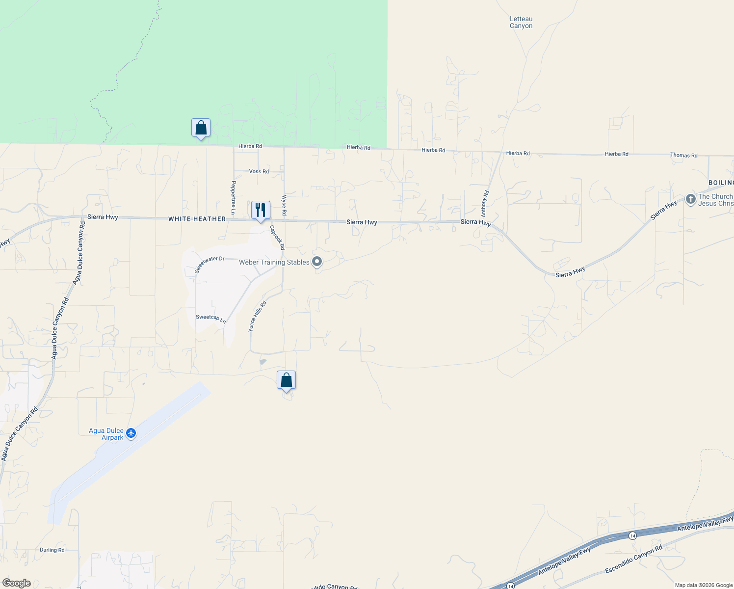 map of restaurants, bars, coffee shops, grocery stores, and more near 9040 Yucca Hills Road in Los Angeles County