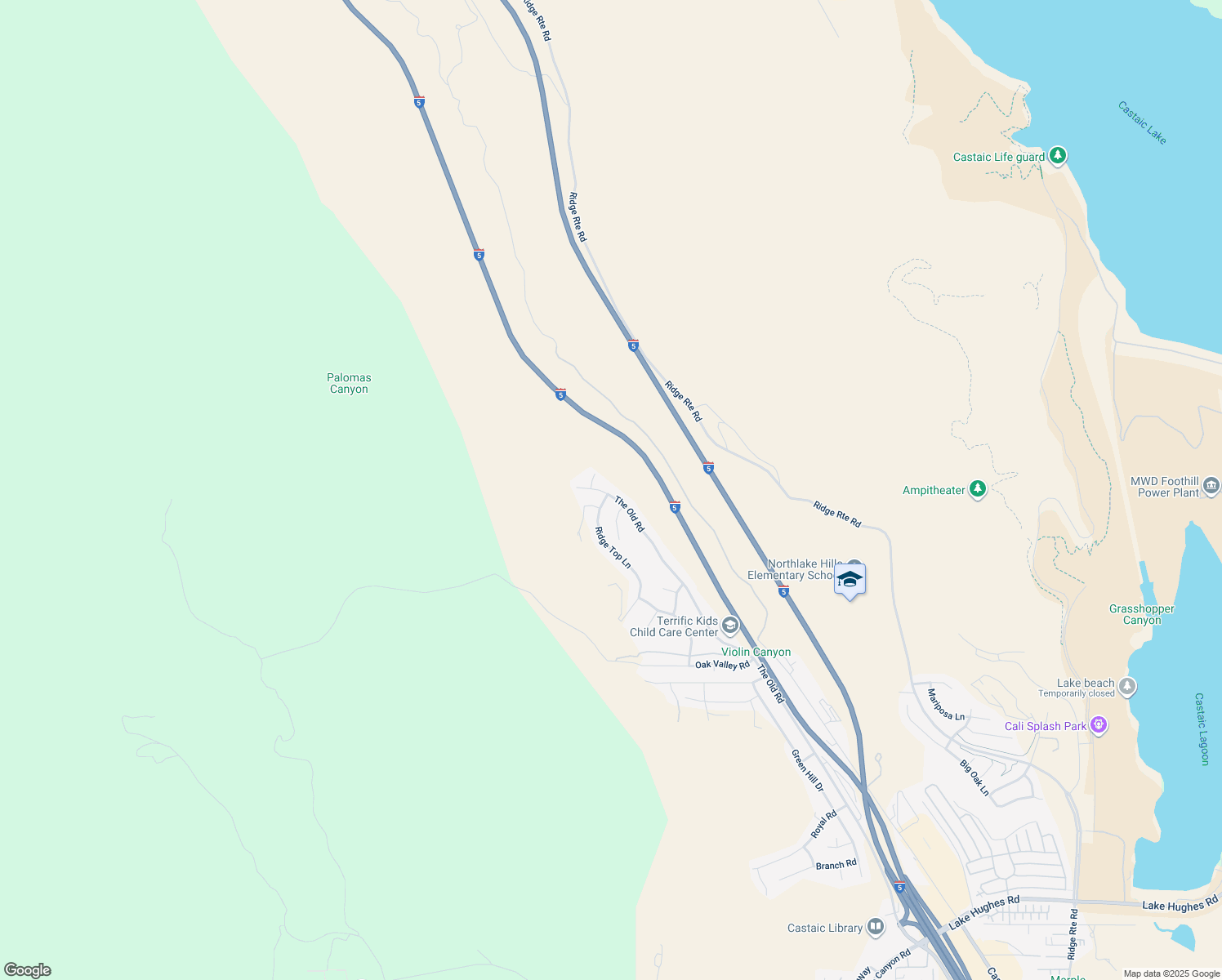 map of restaurants, bars, coffee shops, grocery stores, and more near 32778 The Old Road in Castaic