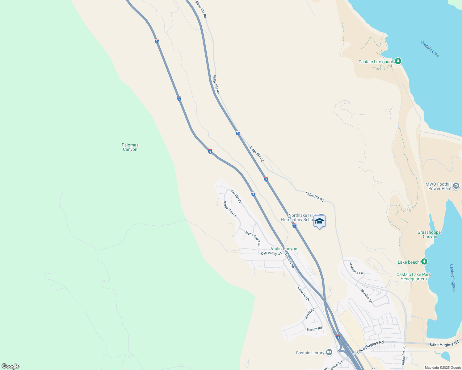 map of restaurants, bars, coffee shops, grocery stores, and more near 32778 The Old Road in Castaic