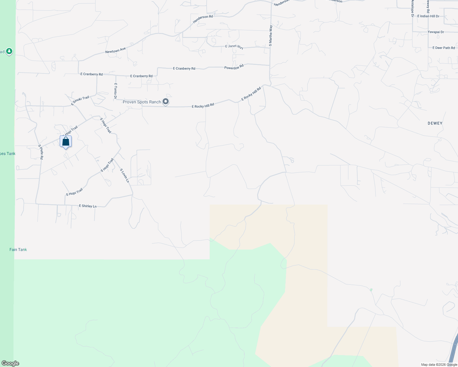 map of restaurants, bars, coffee shops, grocery stores, and more near 10651 East Prescott Dells Road in Dewey-Humboldt