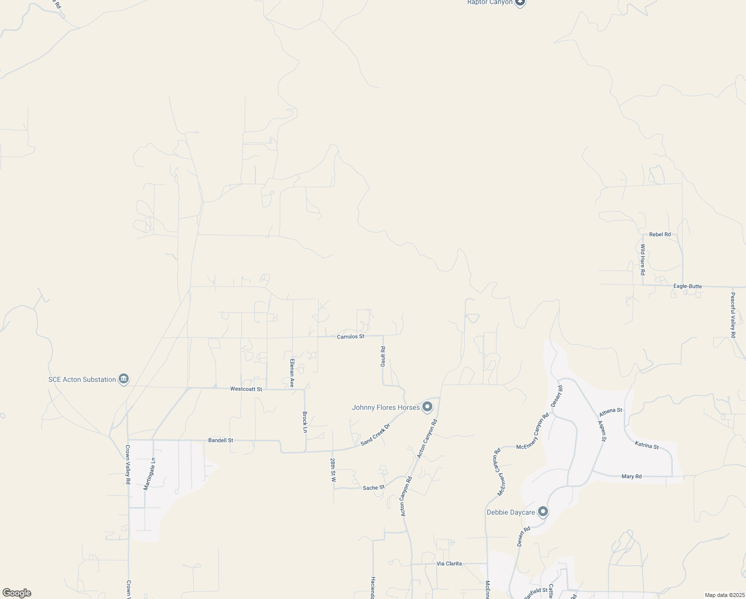 map of restaurants, bars, coffee shops, grocery stores, and more near Rolandee Street in Los Angeles County