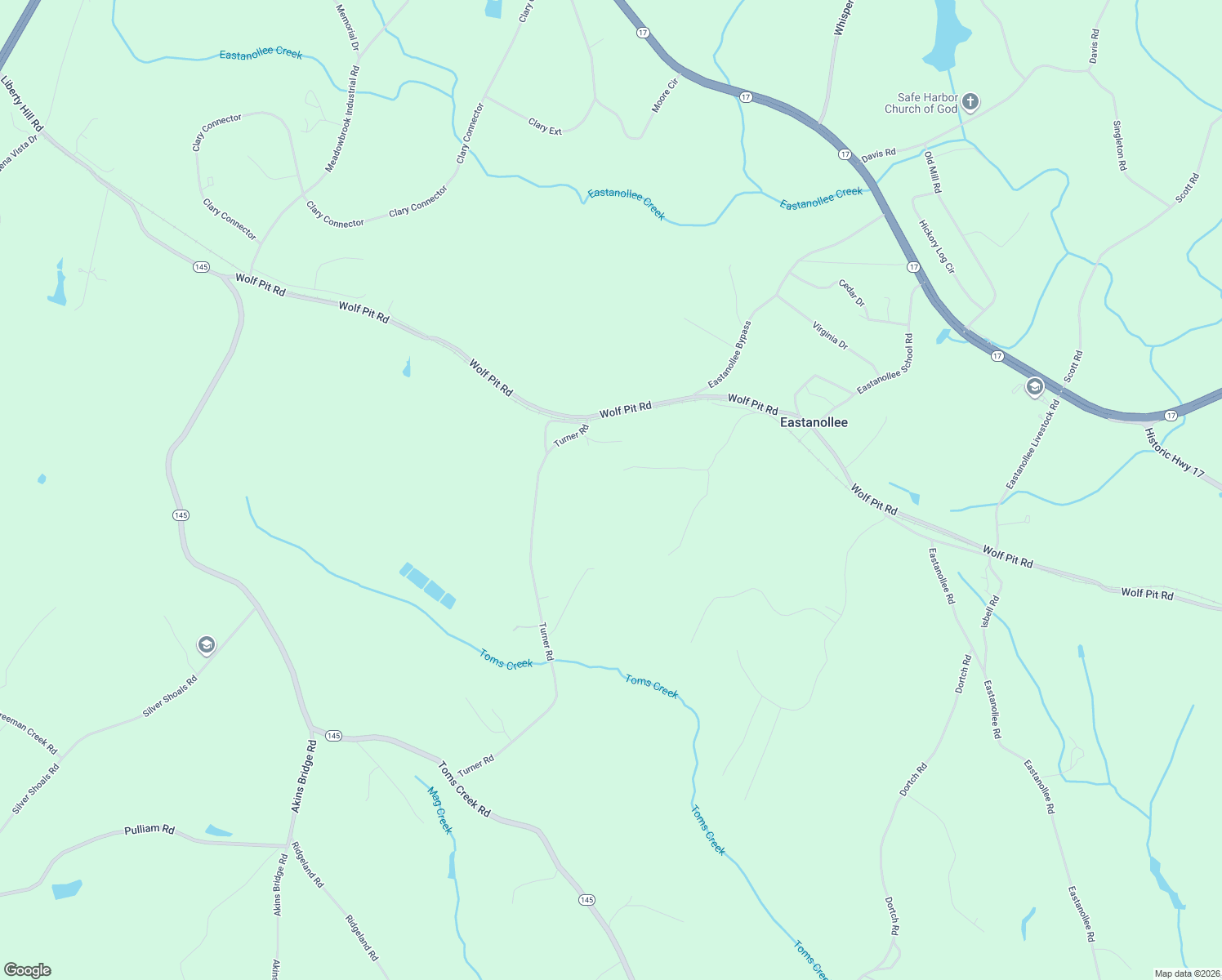 map of restaurants, bars, coffee shops, grocery stores, and more near 529 Oak Way Drive in Eastanollee