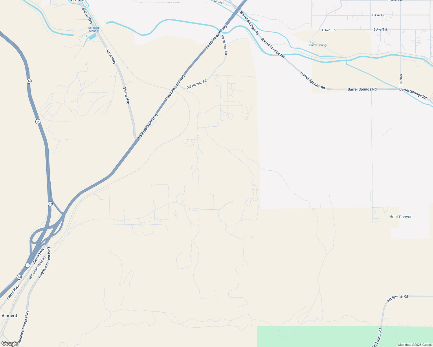 map of restaurants, bars, coffee shops, grocery stores, and more near Small Road in Palmdale