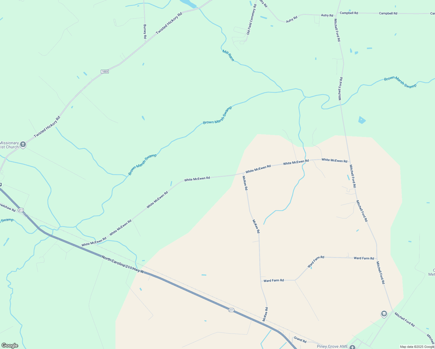map of restaurants, bars, coffee shops, grocery stores, and more near 1156 White McEwen Road in Clarkton