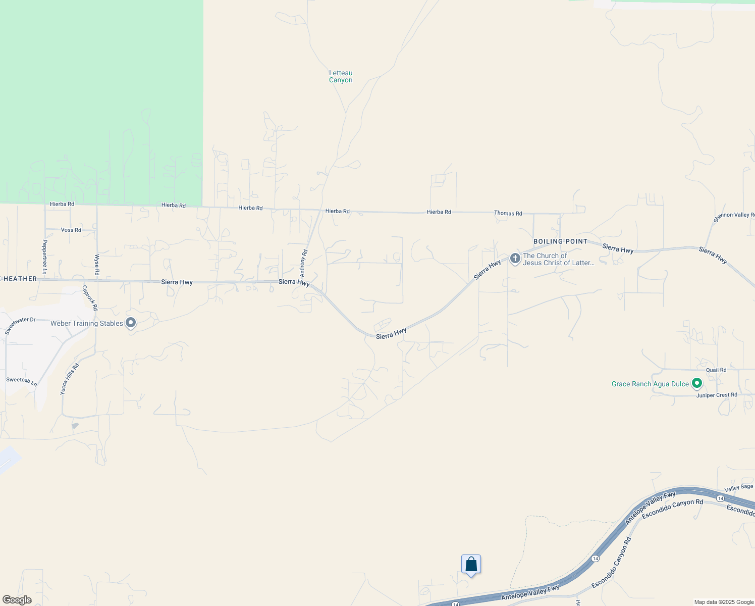 map of restaurants, bars, coffee shops, grocery stores, and more near Carrie Court in Agua Dulce