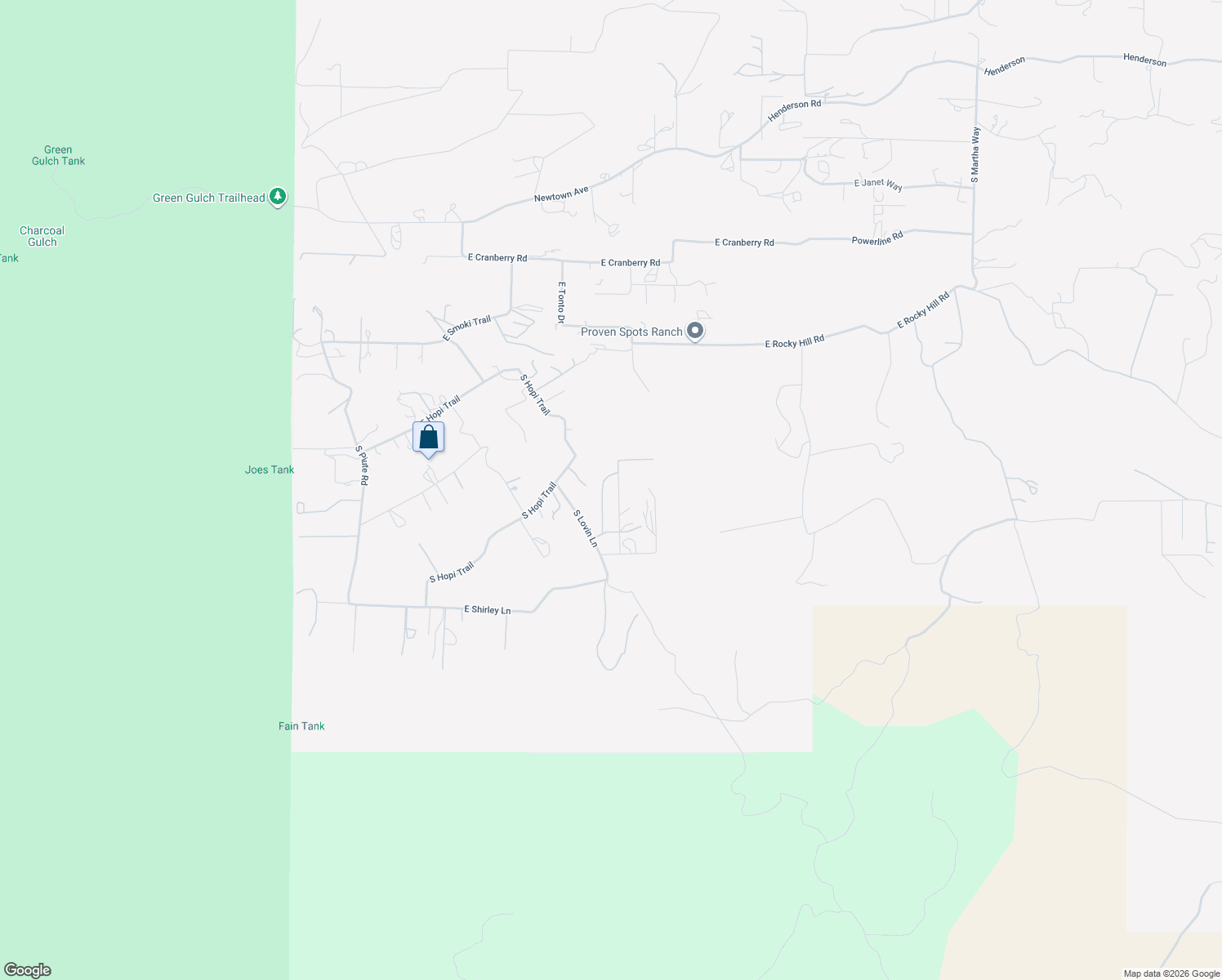 map of restaurants, bars, coffee shops, grocery stores, and more near 1825 South Lovin Lane in Dewey-Humboldt